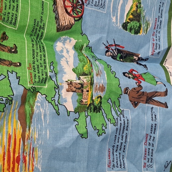 Vintage Irish Linen Tea Towel Ireland Land of Song NWOT 1980 Tapestry - Picture 5 of 8